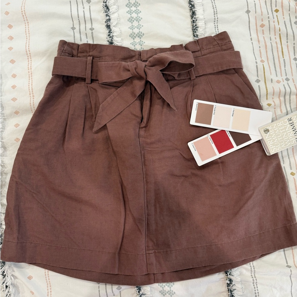 Loft Brown High-Waisted Belted Skirt